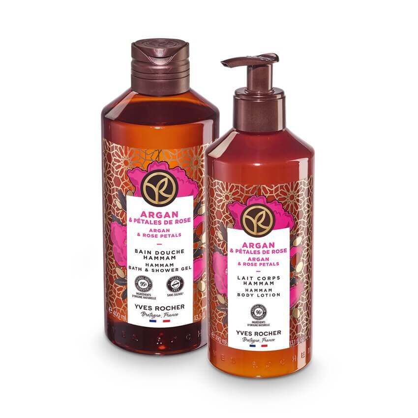 Duo Bad-en Douchegel & Bodymilk Argan & Rozenblaadjes